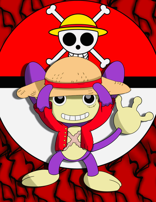 One Piece Luffy x Pokémon Aipom